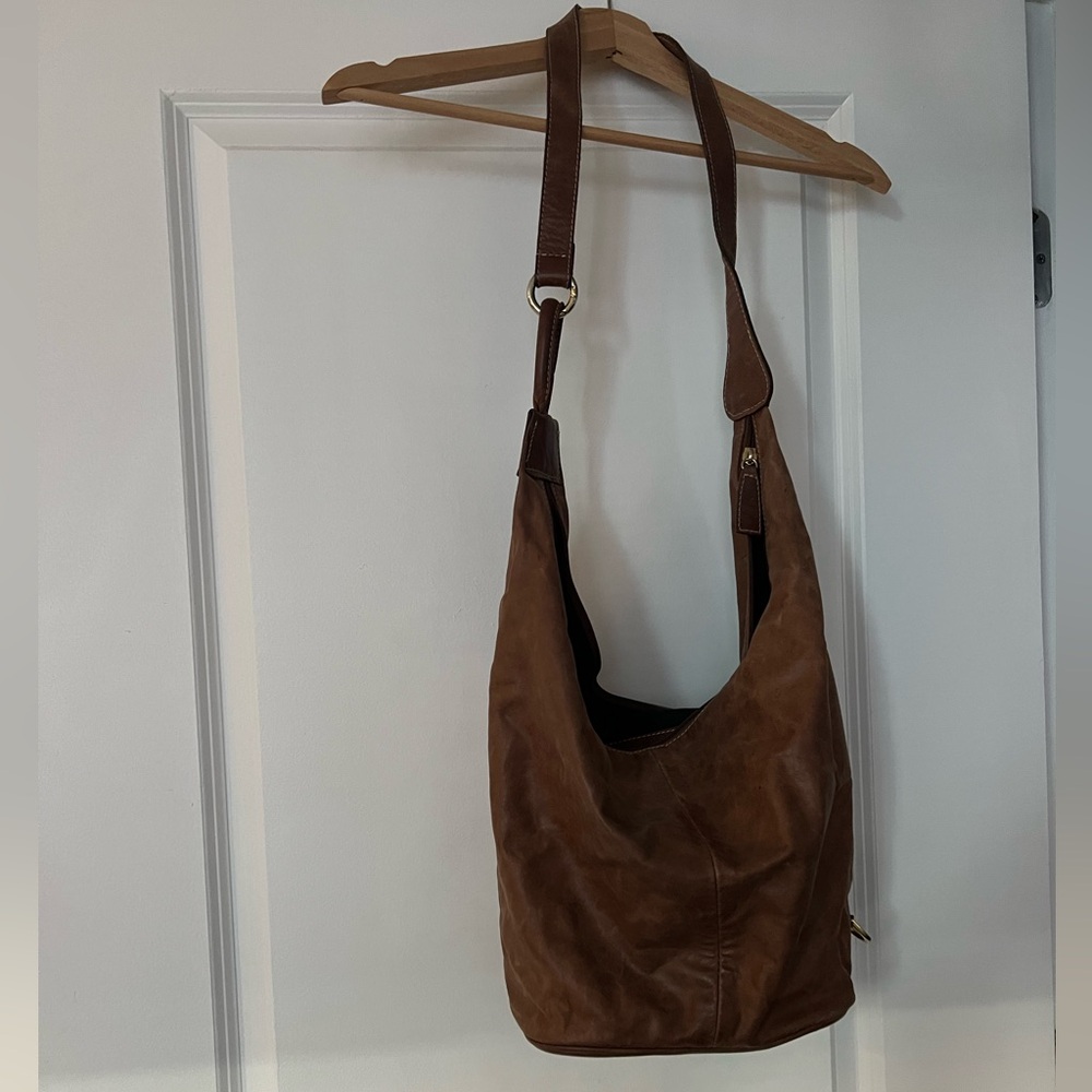 Brown Leather Bucket Bag
